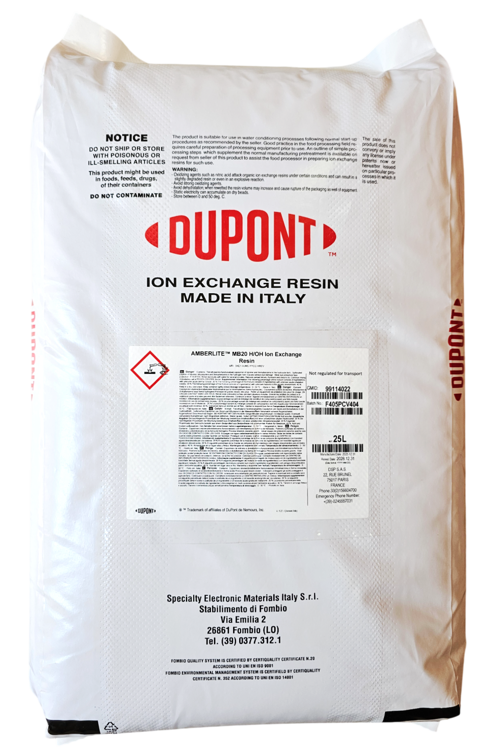 Żywica jonowymienna DuPont AmberLite MB20 H/OH - Mieszane złoże dejonizacyjne - worek 25 lit.
